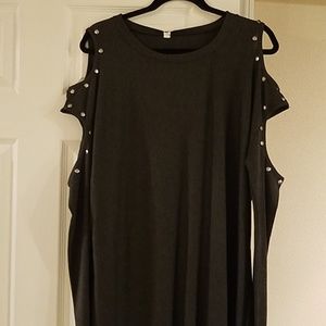 New sexy dark grey open shoulder dress
